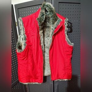 Women's Red Faux Fur Lined Vest